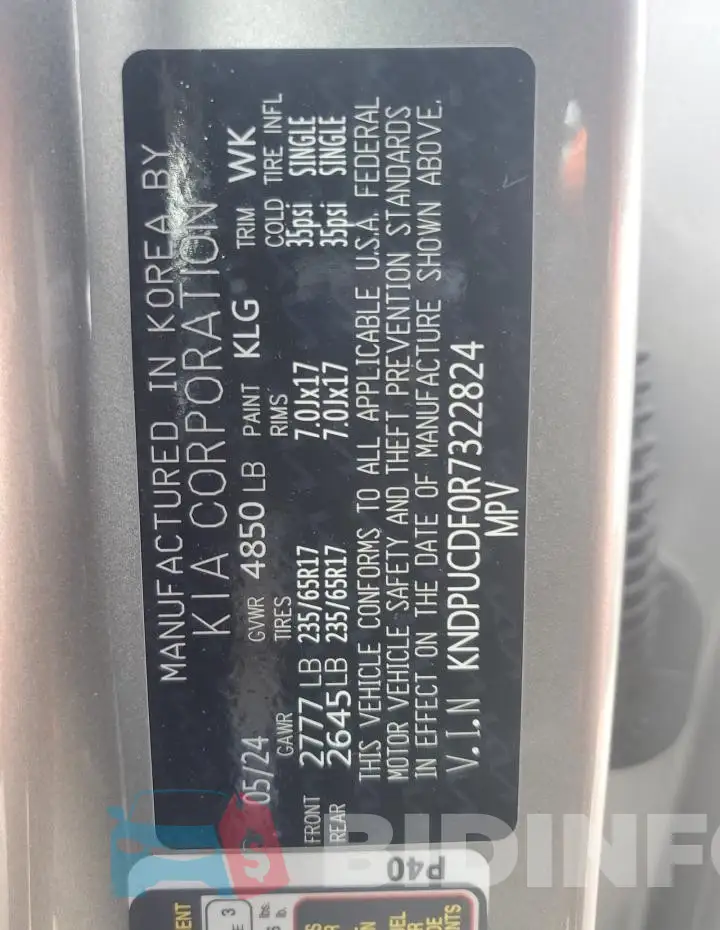 KNDPUCDF0R7322824 Photo# 13