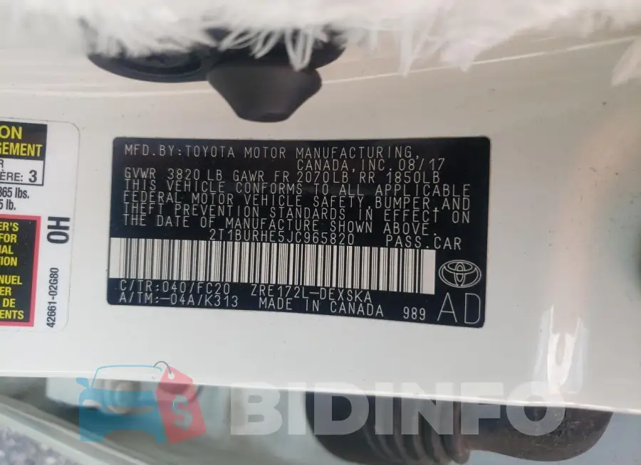 2T1BURHE5JC965820 Photo# 12
