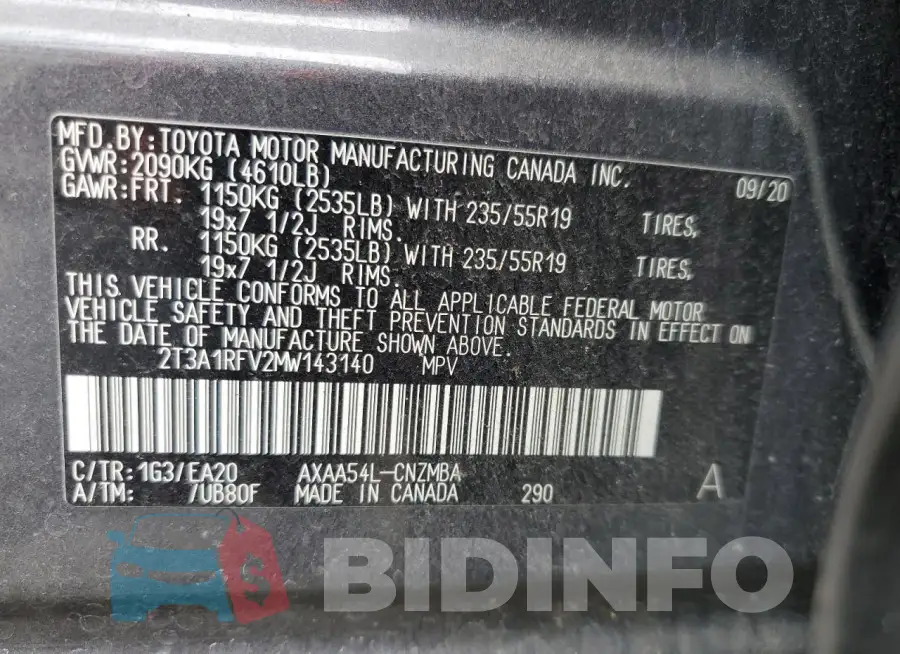 2T3A1RFV2MW143140 Photo# 13