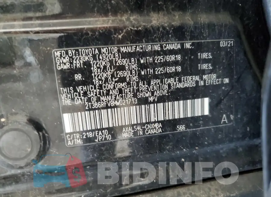 2T3B6RFV8MW021713 Photo# 13