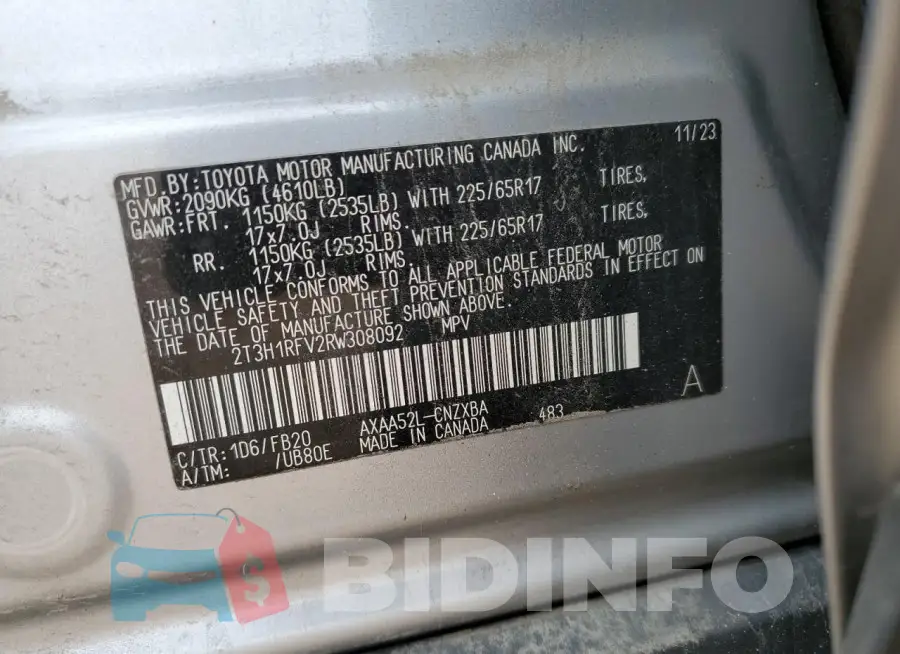 2T3H1RFV2RW308092 Photo# 13