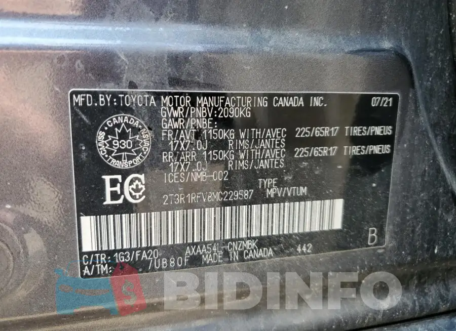 2T3R1RFV8MC229587 Photo# 14