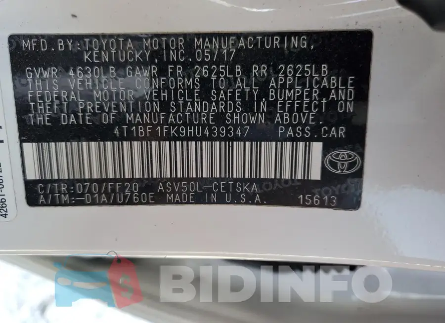 4T1BF1FK9HU439347 Photo# 12