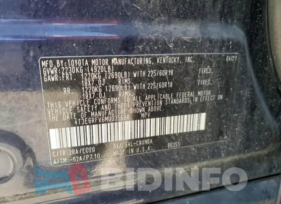 4T3E6RFV6MU035686 Photo# 14