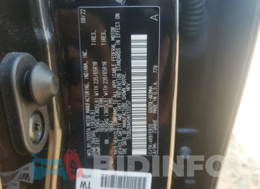 5TDGZRAH5NS133757 Photo# 13