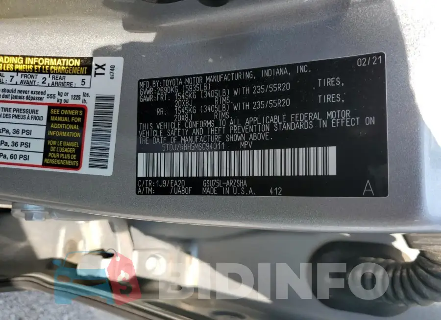 5TDJZRBH5MS094011 Photo# 13