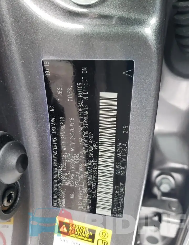 5TDJZRFH1KS615815 Photo# 13