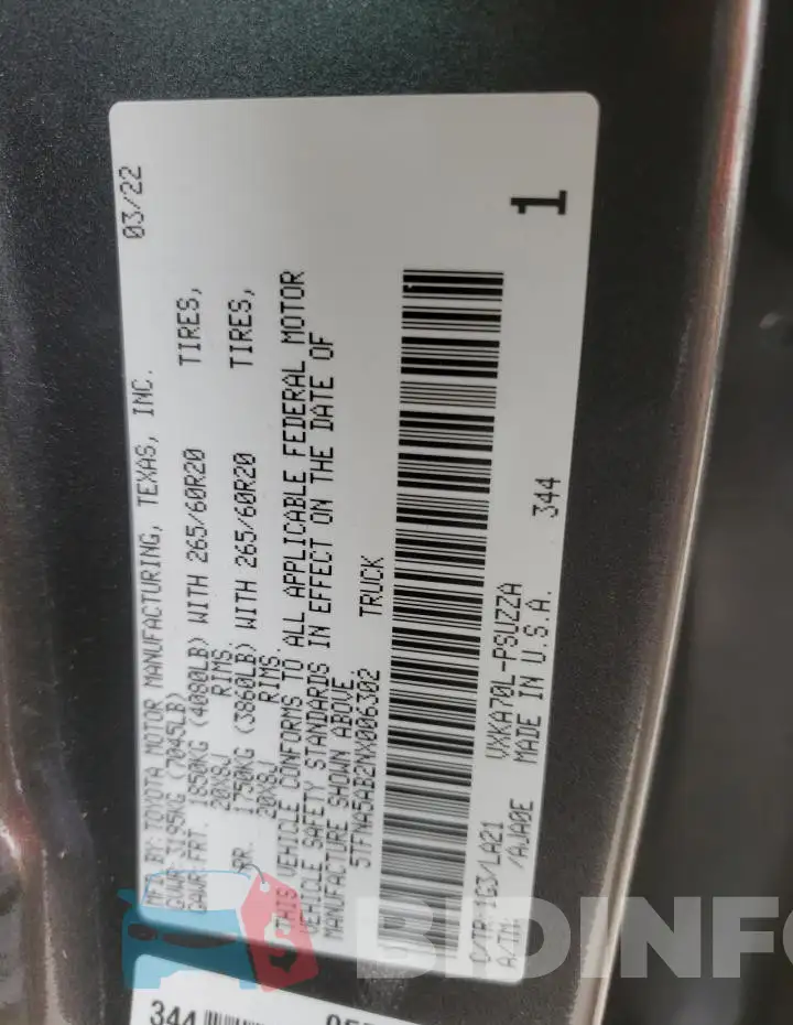 5TFNA5AB2NX006302 Photo# 12