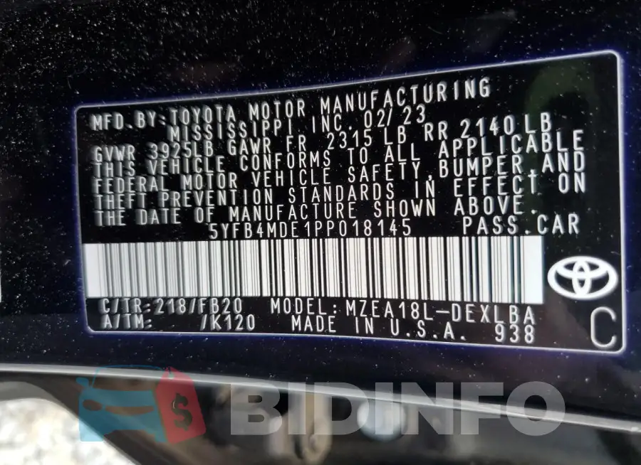 5YFB4MDE1PP018145 Photo# 12