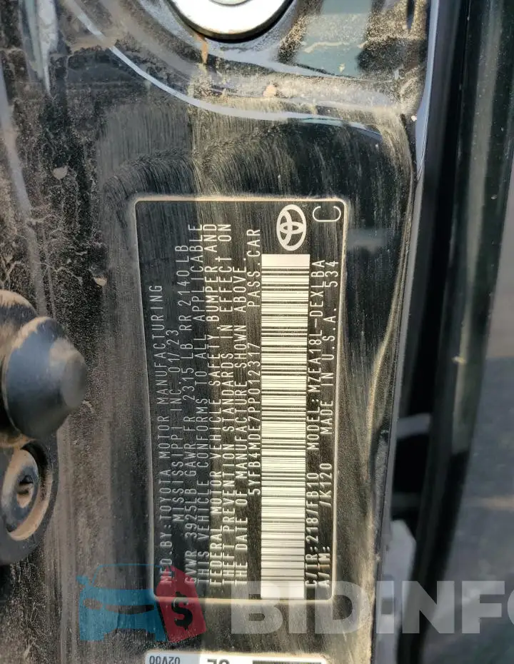 5YFB4MDE7PP012317 Photo# 12