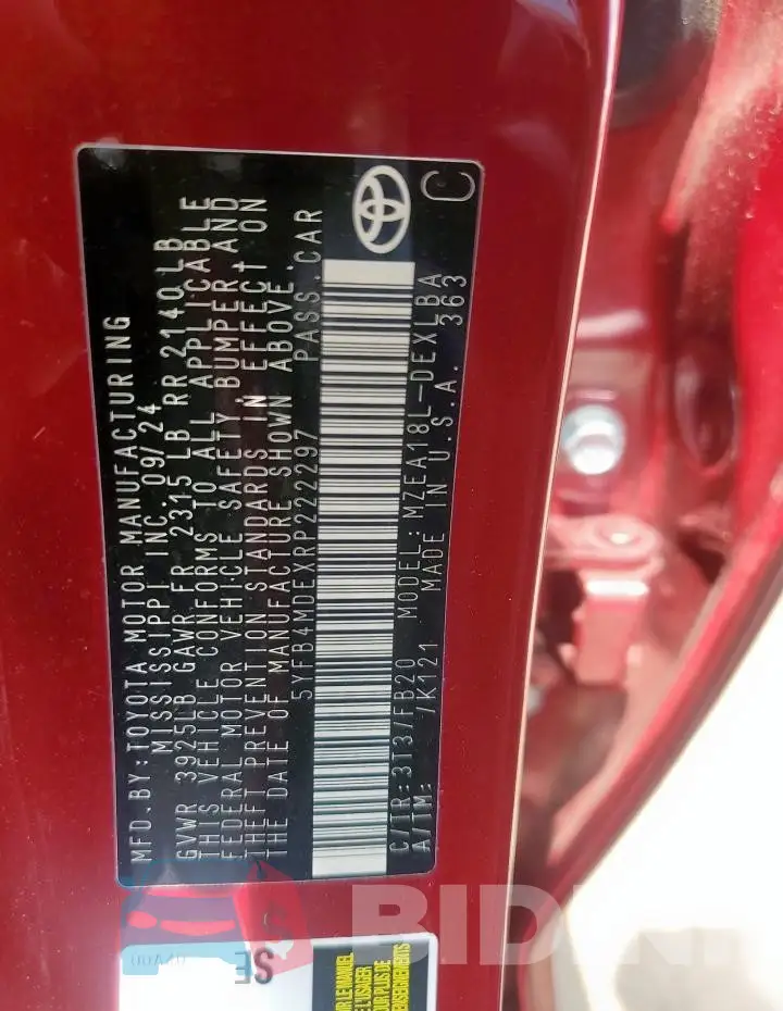 5YFB4MDEXRP222297 Photo# 12