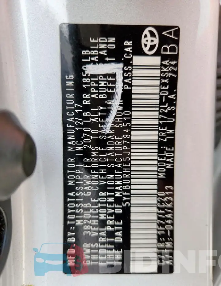 5YFBURHE5JP784510 Photo# 13