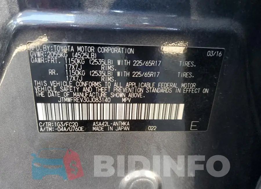 JTMWFREV3GJ083140 Photo# 14