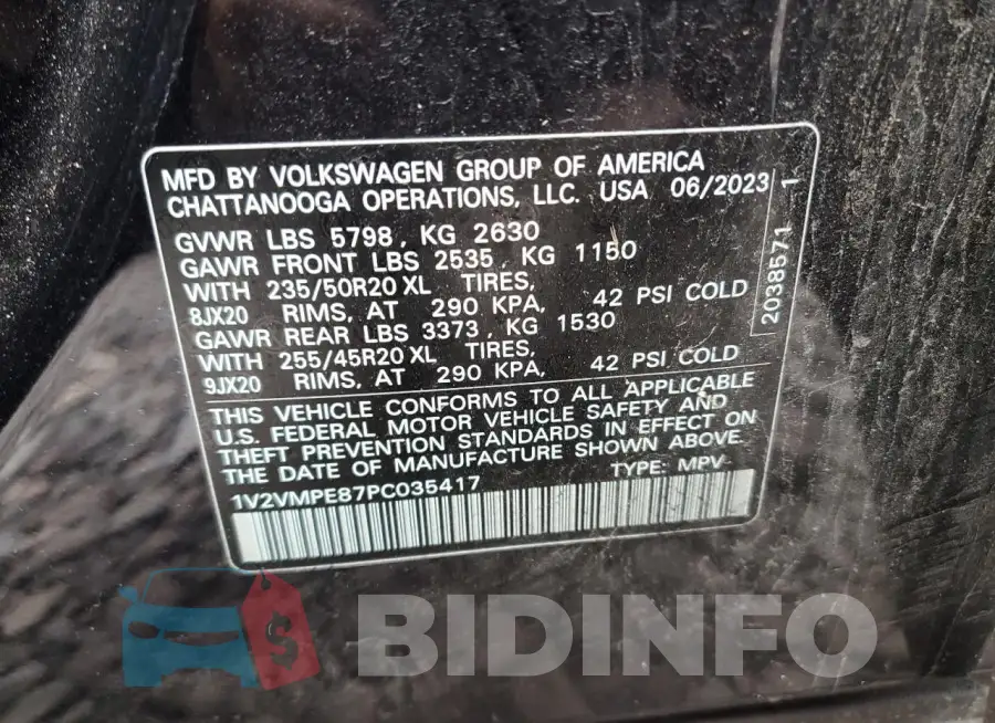 1V2VMPE87PC035417 Photo# 14