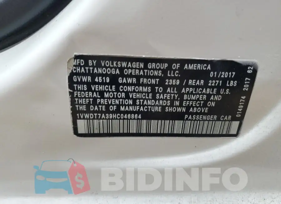1VWDT7A39HC046864 Photo# 12
