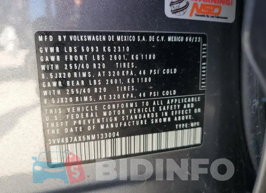 3VV4B7AX5NM133004 Photo# 14