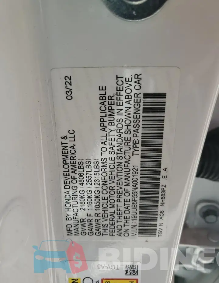 19UUB5F55NA001921 Photo# 13