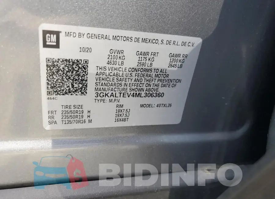 3GKALTEV4ML306360 Photo# 13