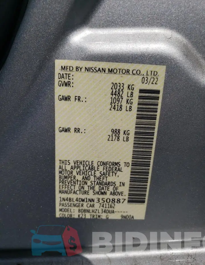 1N4BL4DW1NN350887 Photo# 12