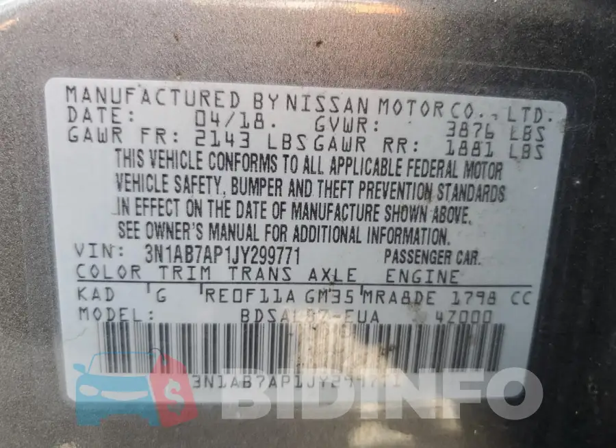 3N1AB7AP1JY299771 Photo# 12