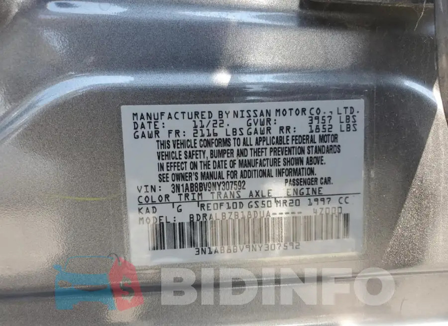 3N1AB8BV9NY307592 Photo# 12