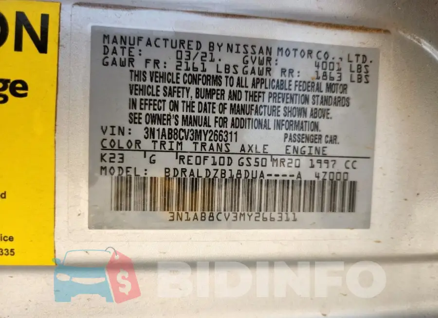 3N1AB8CV3MY266311 Photo# 12