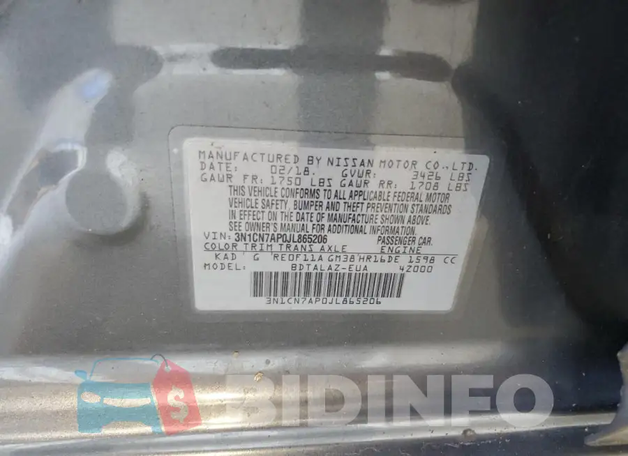 3N1CN7AP0JL865206 Photo# 12