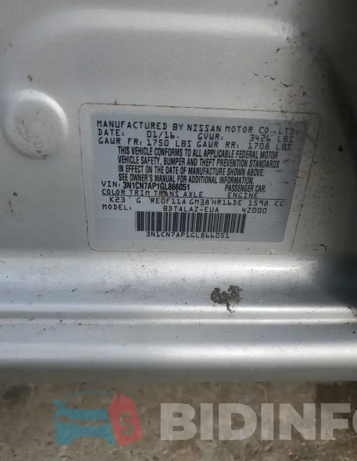 3N1CN7AP1GL866051 Photo# 12