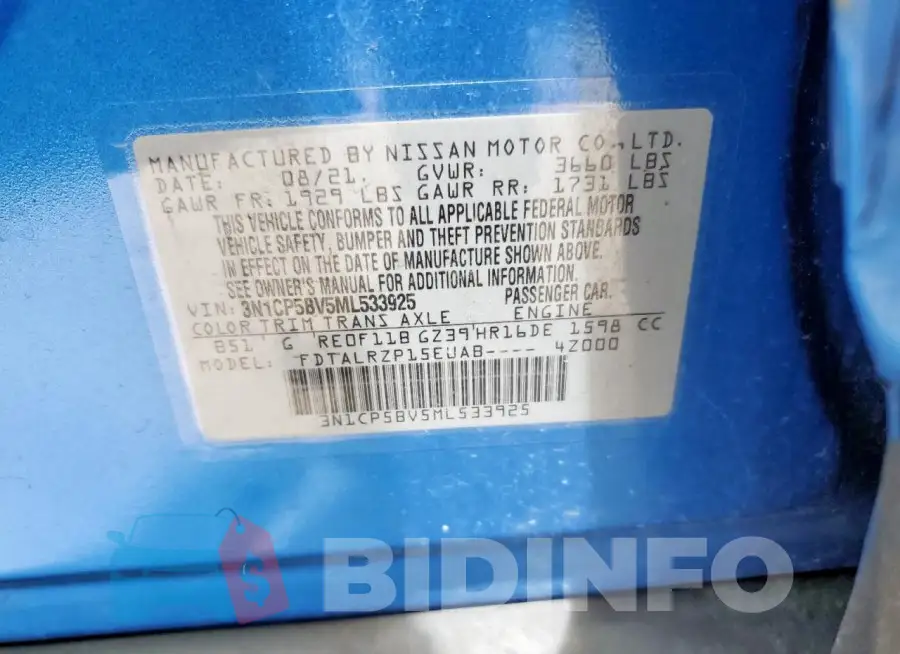 3N1CP5BV5ML533925 Photo# 12