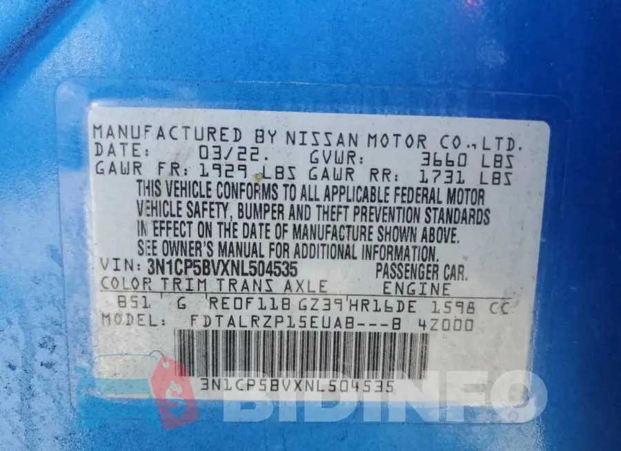 3N1CP5BVXNL504535 Photo# 13