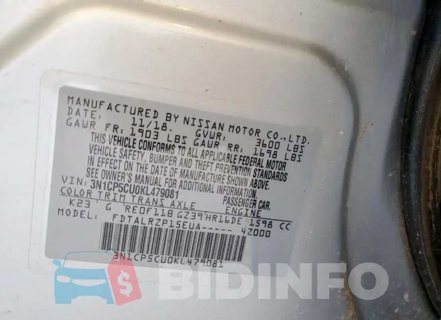 3N1CP5CU0KL479081 Photo# 13