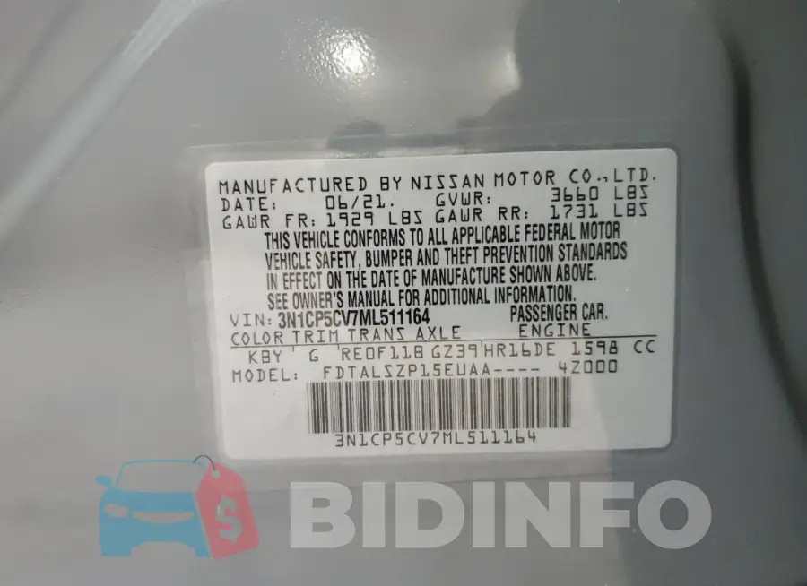 3N1CP5CV7ML511164 Photo# 14
