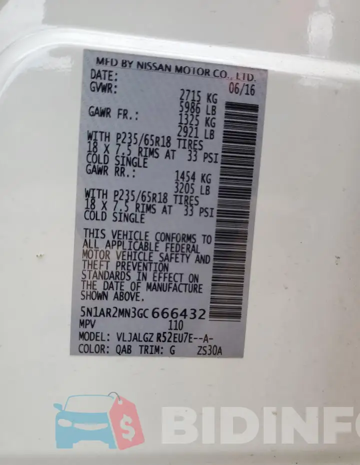 5N1AR2MN3GC666432 Photo# 13