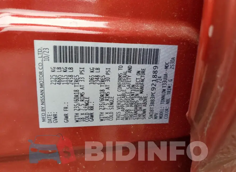 5N1BT3BB3PC921889 Photo# 12