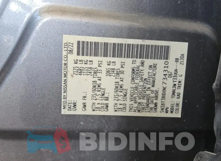 5N1BT3BBXNC734310 Photo# 13