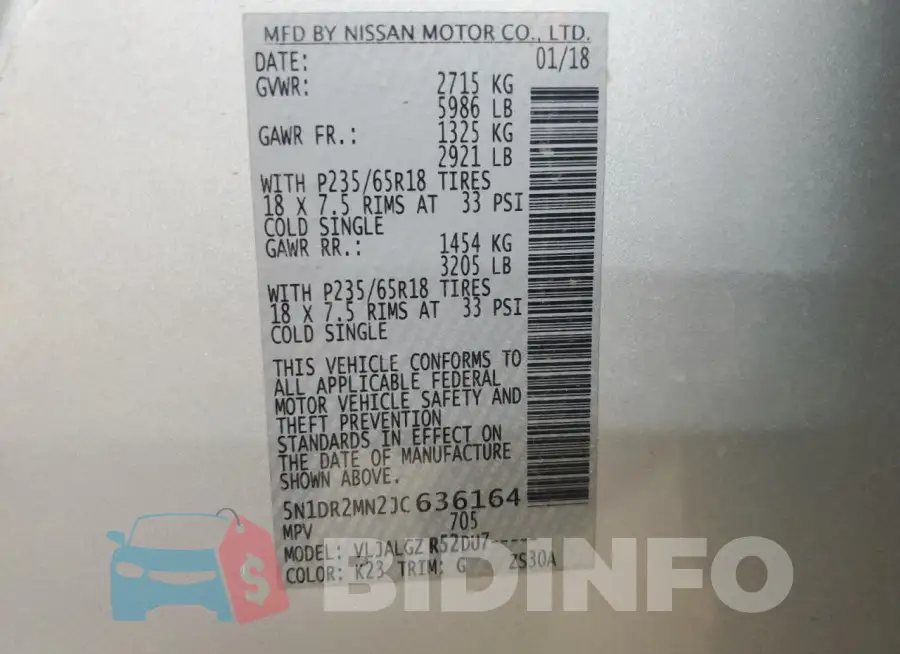 5N1DR2MN2JC636164 Photo# 13