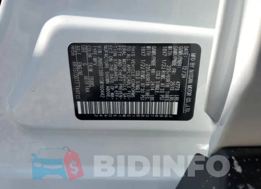 JN8BT3BB1SW160442 Photo# 13