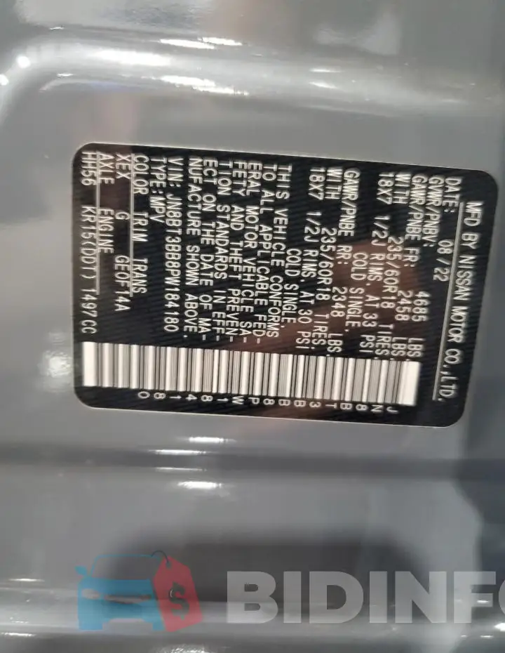 JN8BT3BB8PW184180 Photo# 13