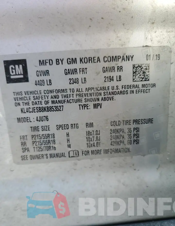 KL4CJESB8KB853527 Photo# 12