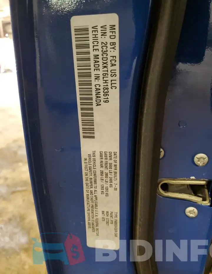 2C3CDXKT6LH183619 Photo# 12