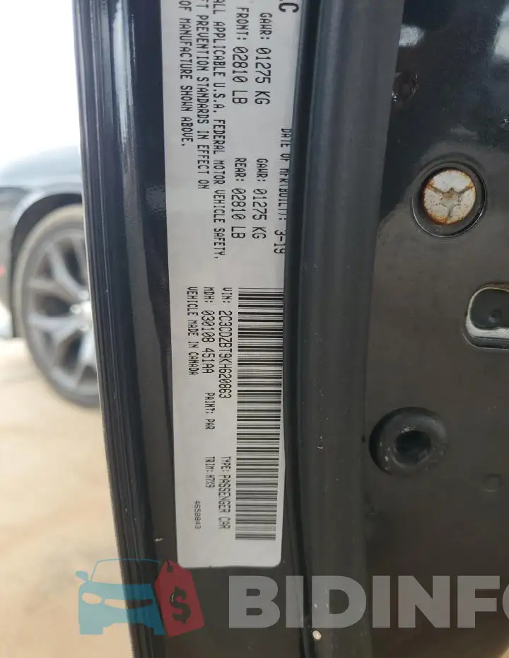 2C3CDZBT9KH620863 Photo# 12