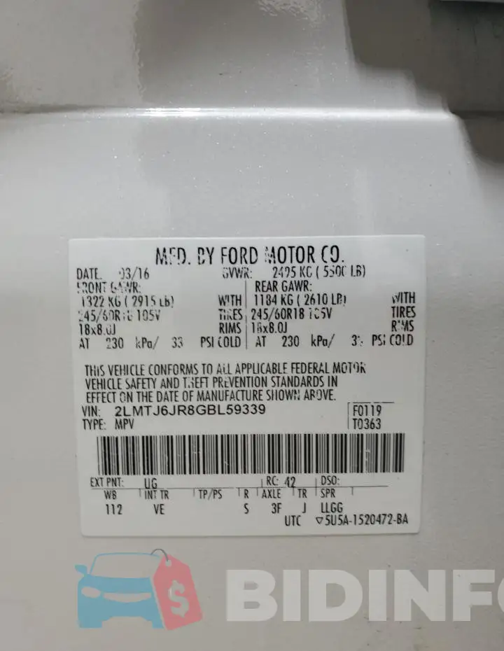 2LMTJ6JR8GBL59339 Photo# 13