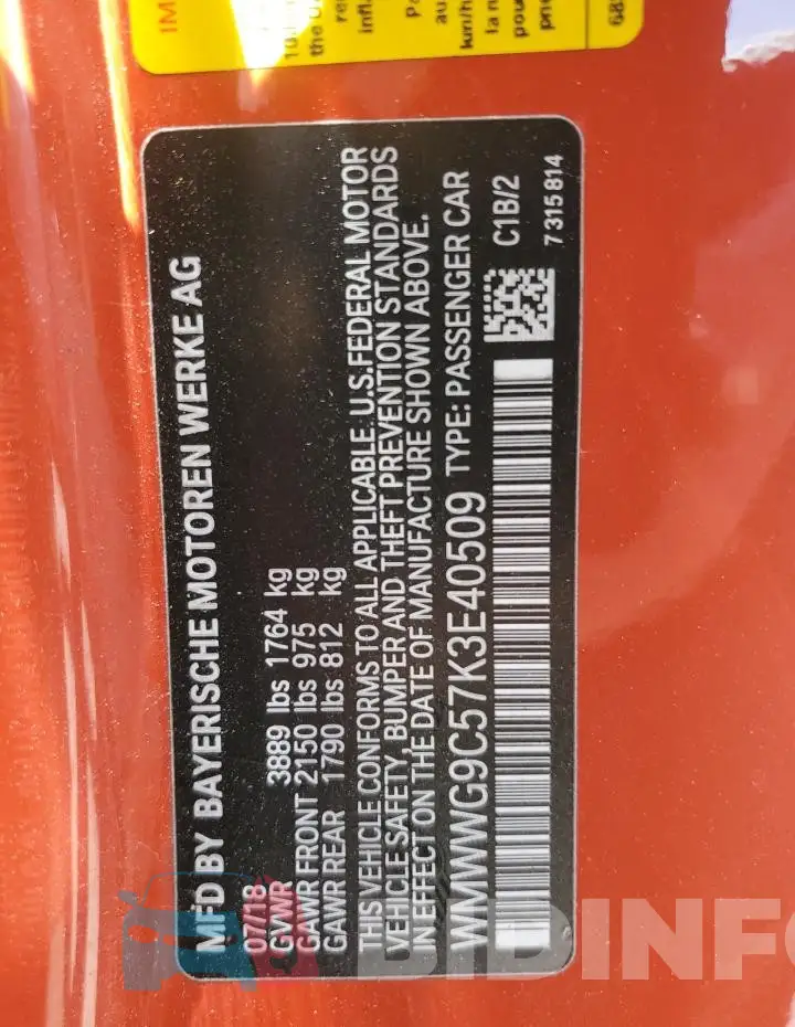 WMWWG9C57K3E40509 Photo# 13