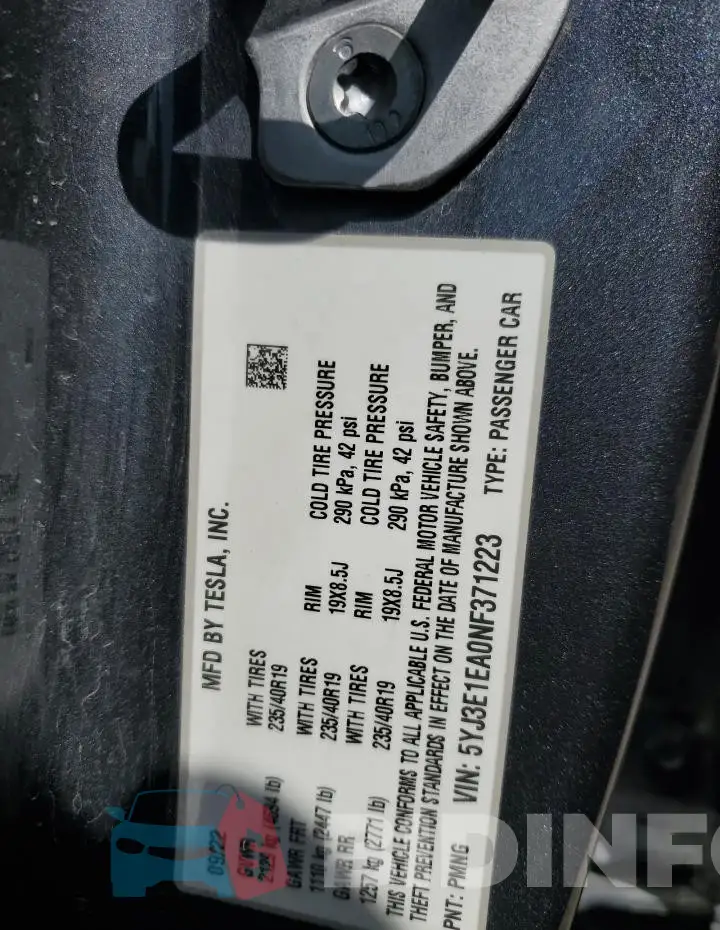 5YJ3E1EA0NF371223 Photo# 12