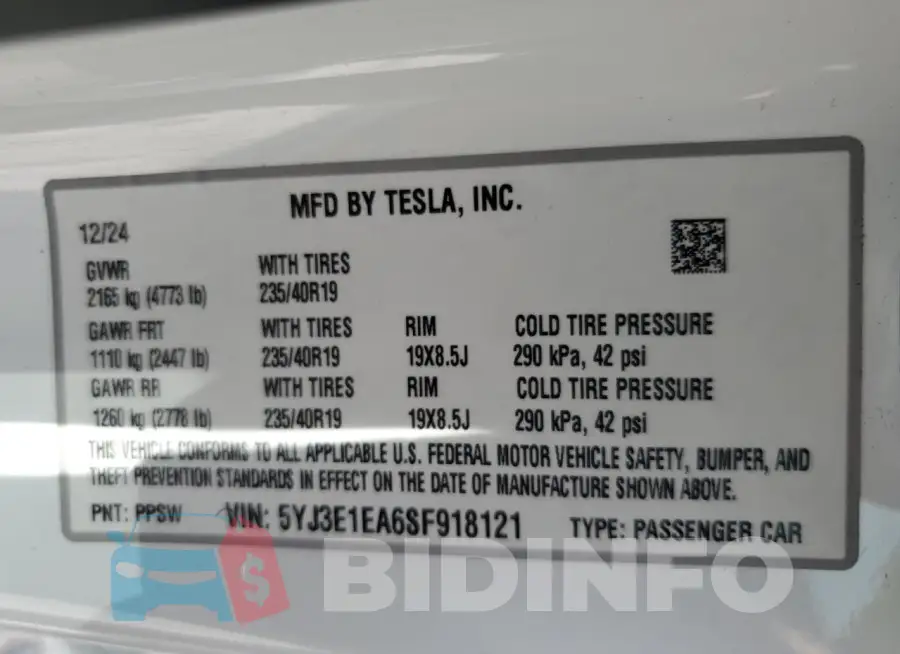 5YJ3E1EA6SF918121 Photo# 12