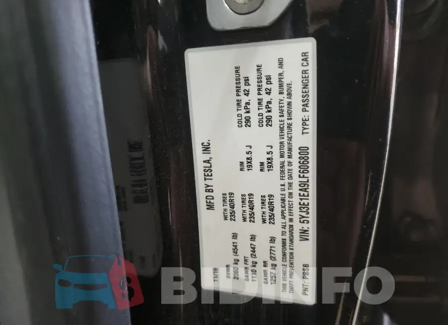 5YJ3E1EA9LF606800 Photo# 13
