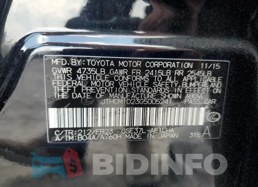 JTHCM1D23G5005241 Photo# 12