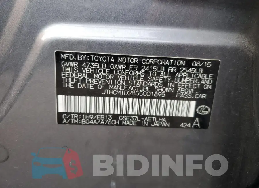 JTHCM1D28G5001895 Photo# 13