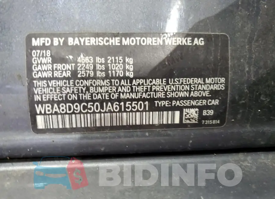 WBA8D9C50JA615501 Photo# 12