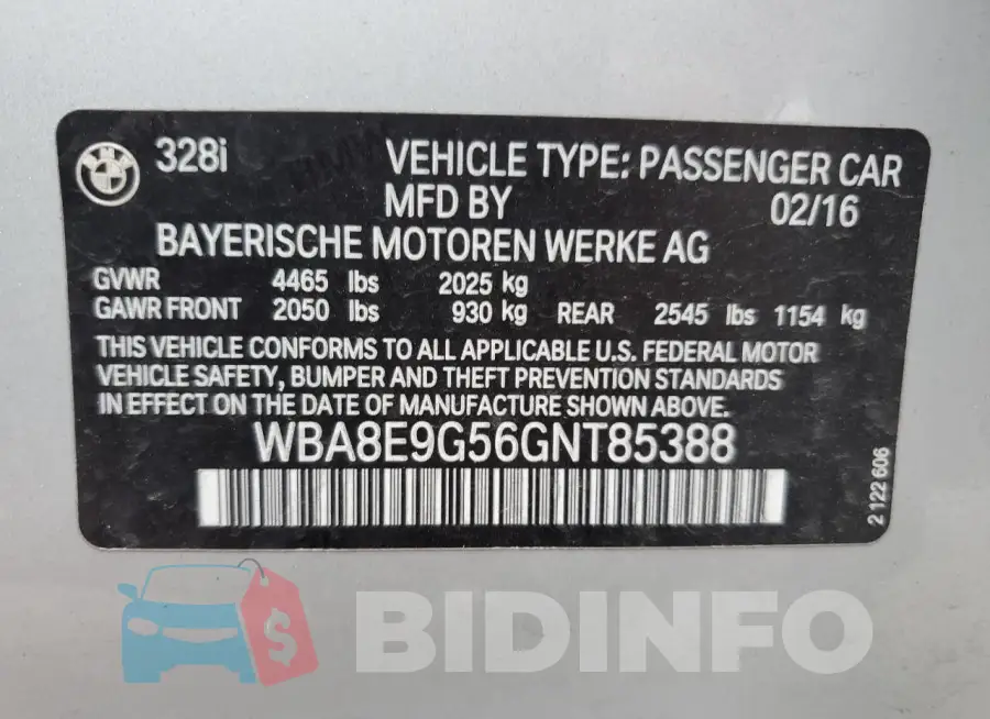 WBA8E9G56GNT85388 Photo# 12